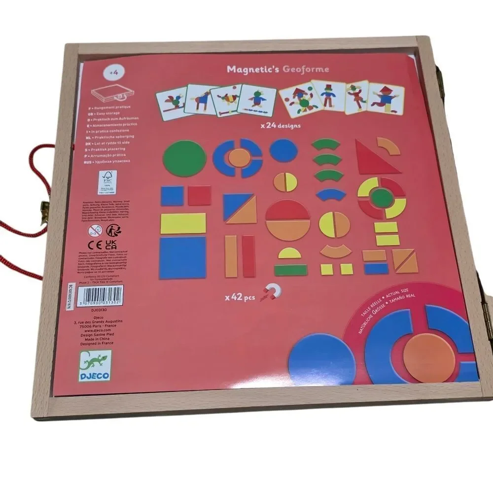 Djeco Red Magnetic Carry Board with Rope Handle And Latch Closure